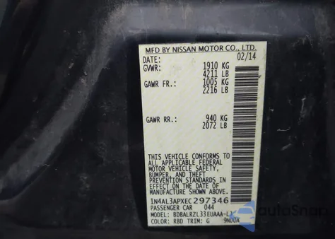 2014 Nissan Altima 2.5 S from USA, damaged, VIN 1N4AL3APXEC297346
